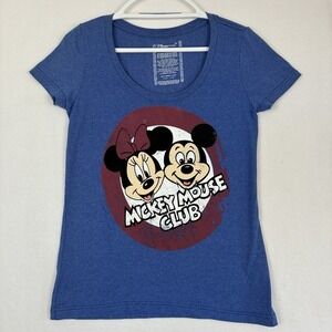 Disney Store The‎ Mickey Mouse Club T-Shirt Minnie Flocked Velvet Logo Sz Small